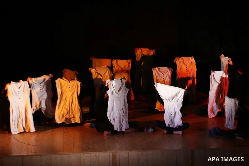 Palestinian girls perform on stage during the 4th Annual Red Carpet Festival for Human Rights Films in Gaza City on November 26, 2018. The Red Carpet Festival is held in the Gaza Strip for the fourth year in a raw with t...