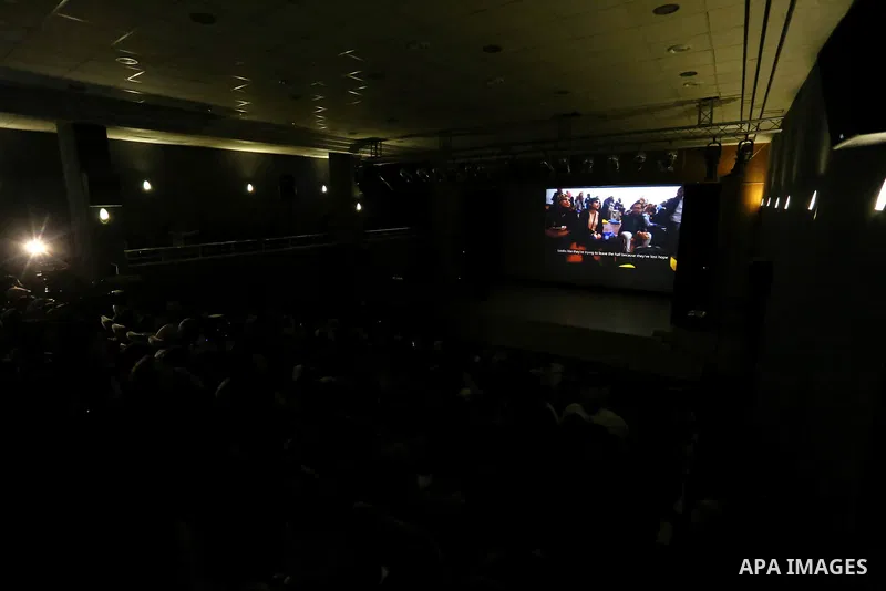 Palestinians attend 4th Annual Red Carpet Festival for Human Rights Films in Gaza City on November 26, 2018. The Red Carpet Festival is held in the Gaza Strip for the fourth year in a raw with the Hash-Tag of the festiva...
