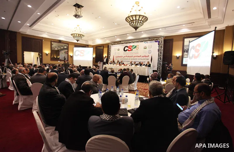 Palestinians attend the 6th Conference of Surgery in Palestine, in Gaza city, on November 29, 2018. Photo by Mahmoud Ajjour