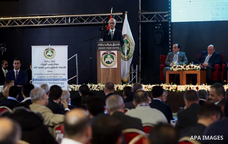 Palestinian Prime Minister Rami Hamdallah attends the launch event on Information Technology and Communications Twelfth ceremony, in the West Bank city of Ramallah, on November 29, 2018. Photo by Prime Minister Office