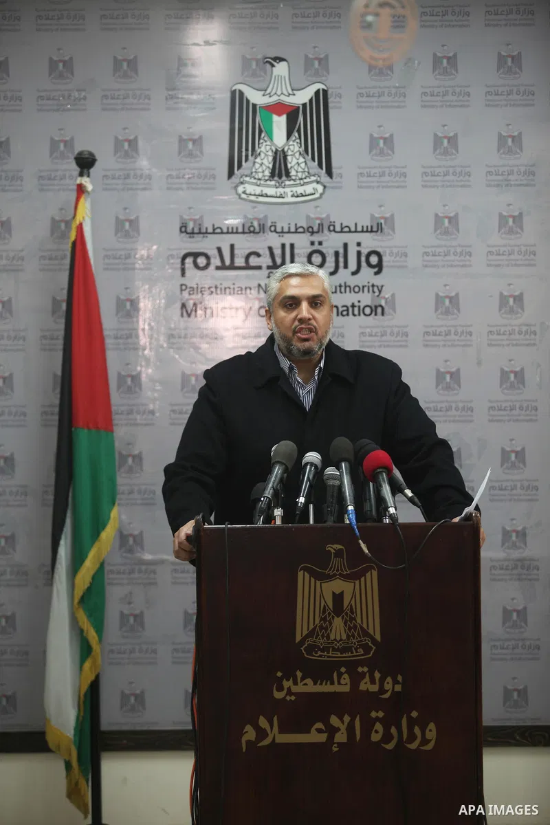 Spokesman of the Ministry of Information, Salama Maarouf speaks during a press conference in Gaza City on December 2, 2018. Photo by Mahmoud Ajjour
