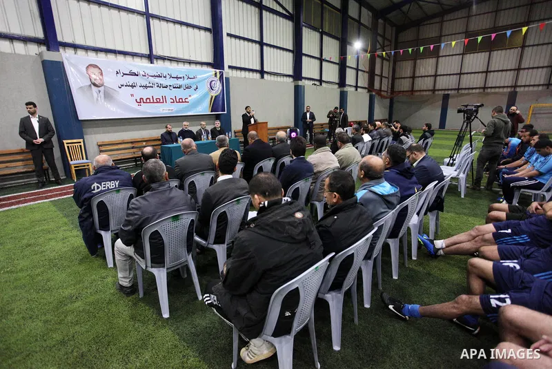 Chairman of the political bureau of the Hamas Palestinian Islamist movement, Ismail Haniyeh opens playground named "Emad al-Alami" the late Hamas senior leader in Gaza City on December 4, 2018. Photo by Mahmoud Ajjour