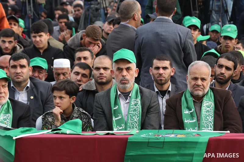 Hamas's leader in the Gaza Strip Yahya Sinwar attends a rally marking the 31th anniversary of the founding of the Hamas movement, in Gaza city, December 16, 2018. Photo by Ashraf Amra