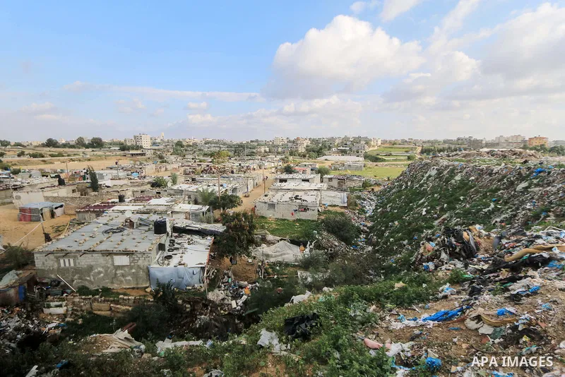 A picture taken on December 20, 2018 shows a general view of Nahr al-Bared refugee camp during winter season in Khan Younis in the southern Gaza Strip. Photo by Mahmoud Khattab