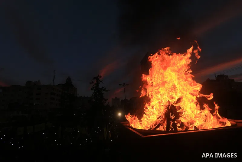 Palestinian supporters of the Fatah movement take part during a rally marking the fifty-four anniversary of the creation of the political party, in Gaza city on December 31, 2018. Photo by Mahmoud Khattab