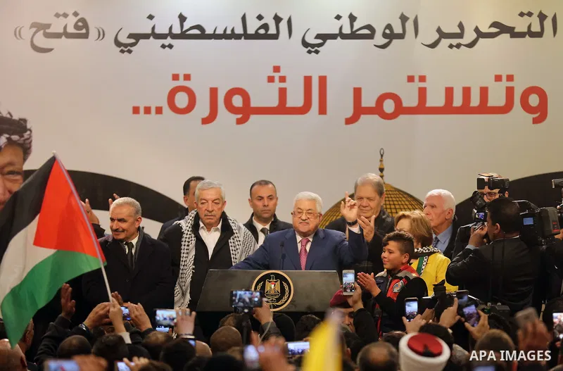 Palestinian President Mahmoud Abbas speaks during a ceremony marking the 54th anniversary of Fatah's founding, in the West Bank city of Ramallah, on December 31, 2018. Photo by Ahmad Arouri