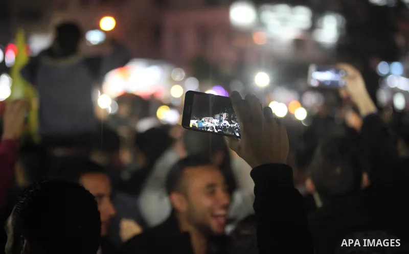 Palestinians celebrate New Year's Eve, in Gaza city, on December 31, 2018. Photo by Mahmoud Ajjour
