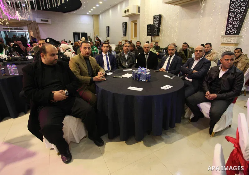 Palestinians attend a ceremony organized by the Directorate of Military Medical Services, in Gaza City on January 31, 2019. Photo by Mahmoud Ajjour