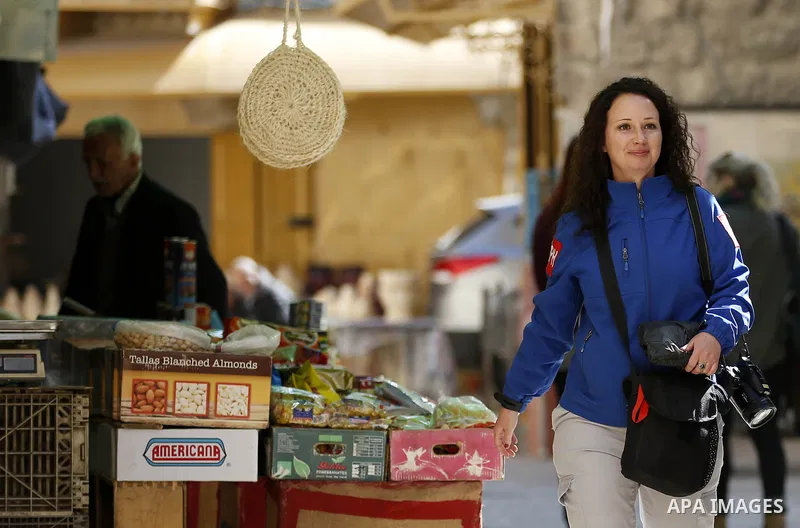 Members of Temporary International Presence (TIPH) touring in the West Bank city of Hebron on January 31, 2019. Israeli Prime Minister Benjamin Netanyahu said on January 28, 2019, he will not renew the mandate of interna...