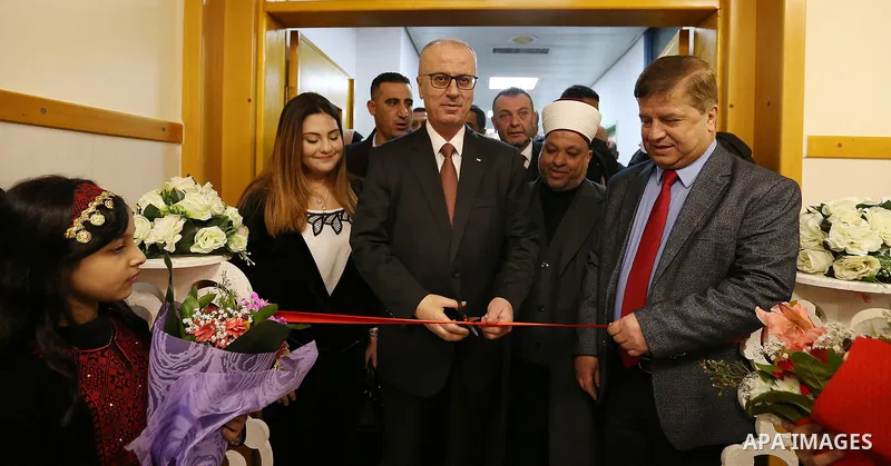 Palestinian Prime Minister Rami Hamdallah attends opening civil projects ceremony in the West Bank city of Tulkarm, February 9, 2019. Photo by Prime Minister Office