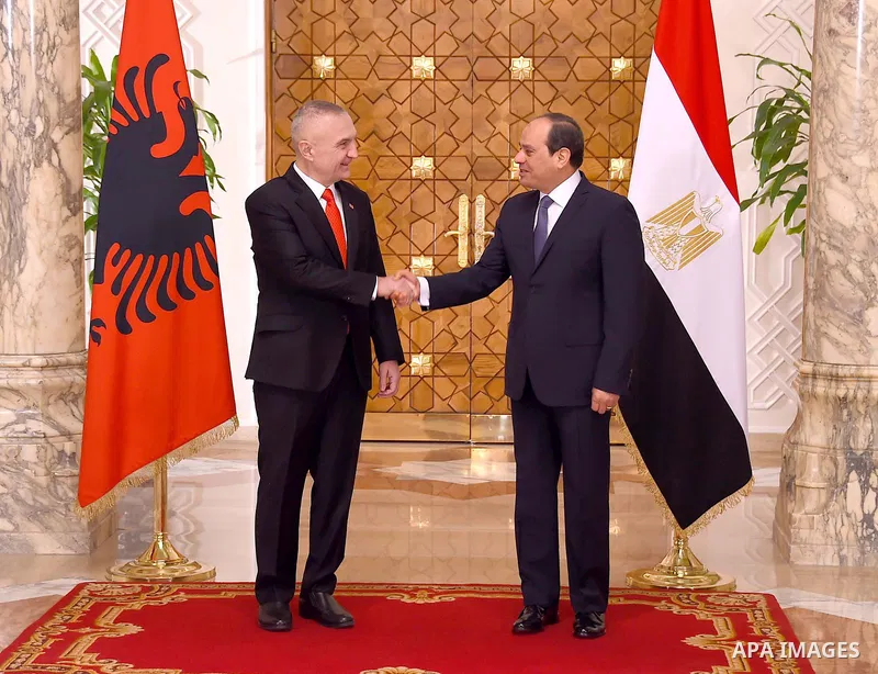 Egyptian President Abdel Fattah al-Sisi meets with President of Republic of Albania Ilir Meta, in Cairo on February 27, 2019. Photo by Egyptian President Office