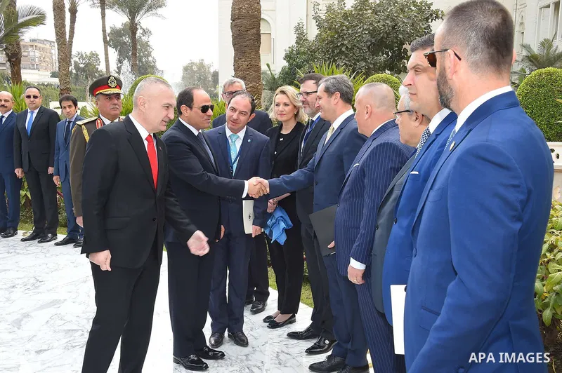 Egyptian President Abdel Fattah al-Sisi meets with President of Republic of Albania Ilir Meta, in Cairo on February 27, 2019. Photo by Egyptian President Office