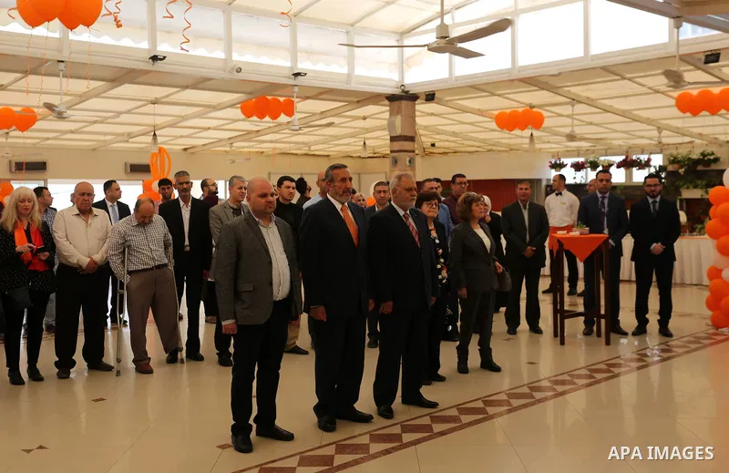 Palestinian and foreign activists take part in the celebration of Netherlands King's Day, in Gaza city on April 30, 2019. The King's Day is a national holiday in the Netherlands, marking the birth of King Willem-Alexande...