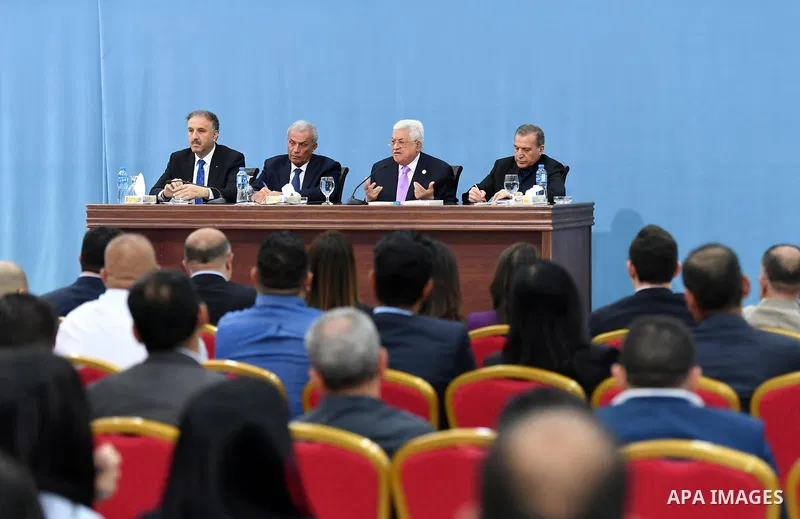 Palestinian President Mahmoud Abbas meets with the Arab media in, in the West Bank city of Ramallah, July 03, 2019. Photo by Thaer Ganaim