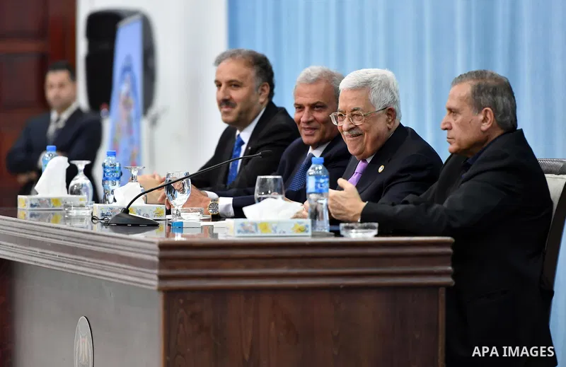 Palestinian President Mahmoud Abbas meets with the Arab media in, in the West Bank city of Ramallah, July 03, 2019. Photo by Thaer Ganaim