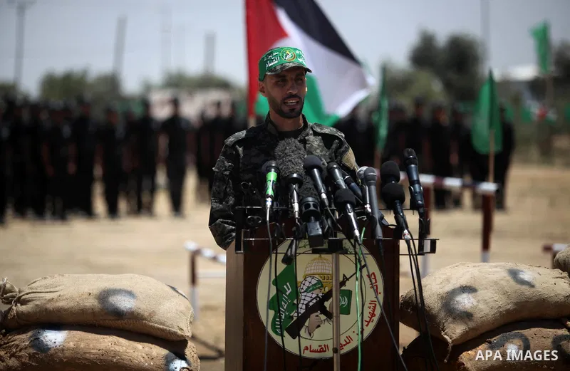 Palestinian youths take part in a military-style exercise a Hamas-run summer camp at the Yarmouk military site, in Gaza city, on July 20, 2019. Photo by Mahmoud Ajjour