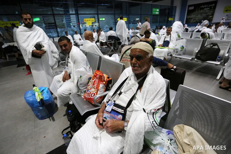 The journey of Palestinian pilgrims to attend the annual pilgrimage to Mecca (Hajj) from the Rafah crossing border to Jeddah airport through Egypt's Cairo airport, July 25, 2019. The Hajj (pilgrimage) is an annual Islami...