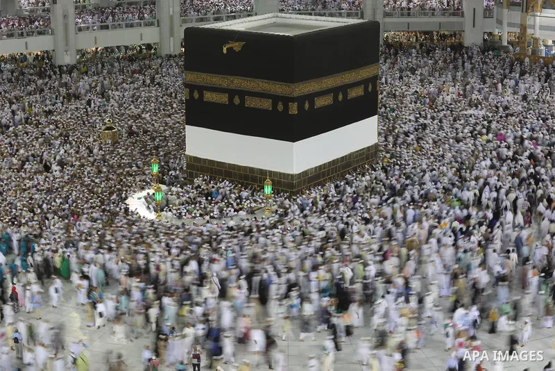 Muslim pilgrims pray around the holy Kaaba at the Grand Mosque, during the annual hajj pilgrimage in Mecca July 27, 2019. According to the Muslims holy book the Koran, the Kaaba was built by Abraham and his son Ismael, a...