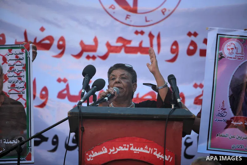 Protesters take part in a demonstration in solidarity with Palestinian refugees in Lebanon, and in solidarity with Palestinain prisoners in Israeli jails, in Gaza city on August 07, 2019. Protests over labour conditions...