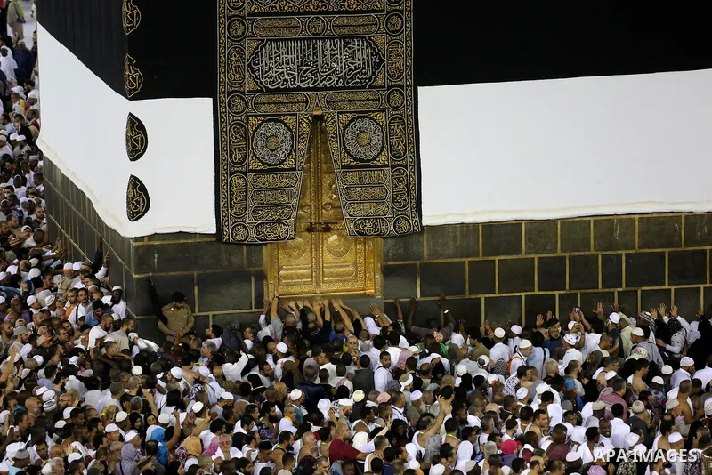 A Muslim pilgrim prays at Mount Al-Noor during the annual haj pilgrimage in Mecca, on August 6, 2019. Mount Al-Noor houses Ghar-E-Hira or Hira cave, where Prophet Mohammad is said to have spent a great deal of time in th...