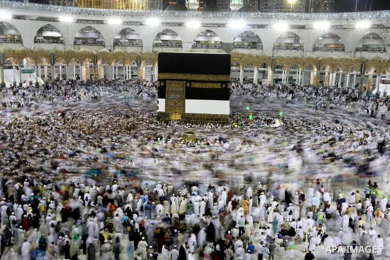 A Muslim pilgrim prays at Mount Al-Noor during the annual haj pilgrimage in Mecca, on August 6, 2019. Mount Al-Noor houses Ghar-E-Hira or Hira cave, where Prophet Mohammad is said to have spent a great deal of time in th...