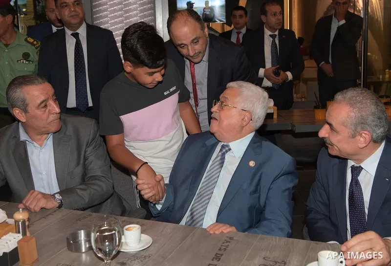 Palestinian President Mahmoud Abbas in inspection tour, in the West Bank city of Ramallah, August 08, 2019. Photo by Thaer Ganaim