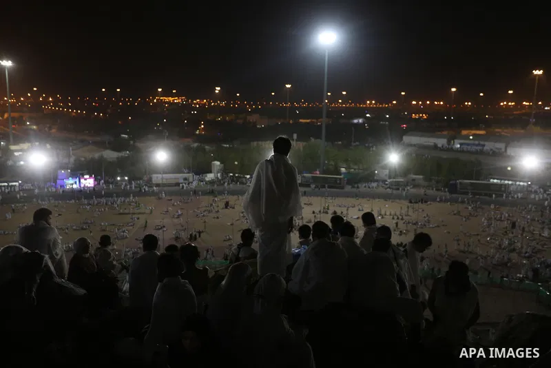Muslim pilgrims pray on Mount Arafat, as Jabal al-Rahma near Mecca, as they take part in one of the Hajj rituals southeast of the Saudi holy city of Mecca on August 10, 2019. Arafat is the site where Muslims believe the...