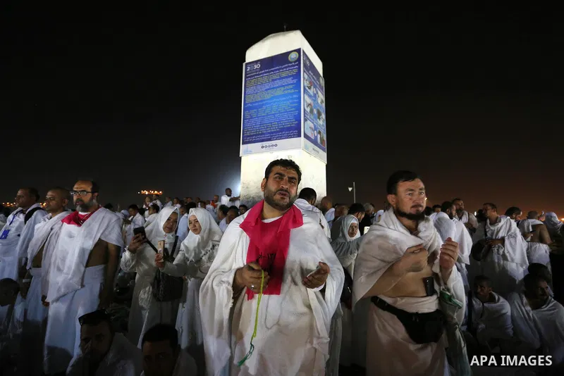 Muslim pilgrims pray on Mount Arafat, as Jabal al-Rahma near Mecca, as they take part in one of the Hajj rituals southeast of the Saudi holy city of Mecca on August 10, 2019. Arafat is the site where Muslims believe the...