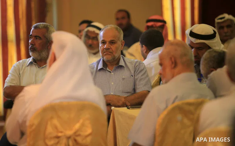 Palestinian supporters of Hamas movement, attend the National Conference in support of Jerusalem and Al - Aqsa to mark the 50th anniversary of the burning of Al-Aqsa Mosque, in Gaza city, on August 26, 2019. Photo by Mah...