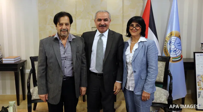 Palestinian Prime Minister Mohammad Ishtayeh meets with Sondos Omar, the Iraqi Ambassador to the Czech Republic, in the West Bank city of Ramallah, August 27, 2019. Photo by Prime Minister Office