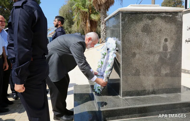 Palestinian Hamas chief in the Gaza strip Ismail Haniyeh, visits the Palestinian Police Station, in Gaza city on September 16, 2019. Photo by Hamas Media Office