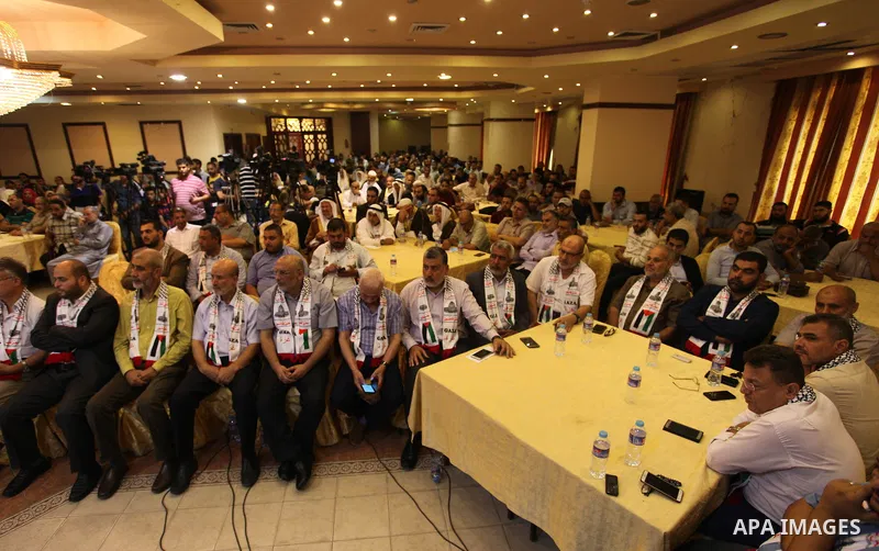 Palestinians attend the national meeting coming out of Oslo in Gaza City, on September 17, 2019. Photo by Mahmoud Ajjour