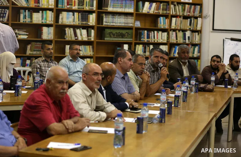 Palestinians attend a seminar marking 19th anniversary of the so-called Al-Aqsa uprising or 'Second Intifada', in Gaza city on September 29, 2019. Photo by Ashraf Amra