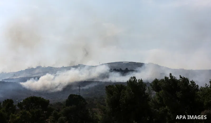 Israeli settlers set fire in an olive grove near the West Bank village of Burin, south of Nablus, on October 16, 2019. Photo by Ayman Nubany\WAFA