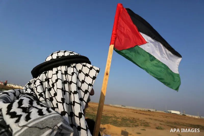 Palestinians take part in a protest to demand the right to return to their homeland at the Israel-Gaza border, in the east of Gaza City on October 16, 2019. Photo by Ashraf Amra