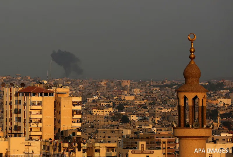 Smoke rises after an Israeli airstrike in Gaza City, on November 12, 2019. Photo by Ashraf Amra