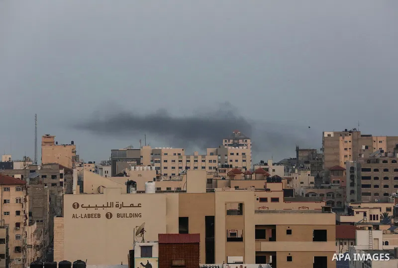 Smoke rises after an Israeli airstrike in Gaza City, on November 13, 2019. Photo by Ashraf Amra