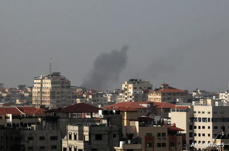Smoke rises after an Israeli airstrike in Gaza City, on November 13, 2019. Photo by Ashraf Amra