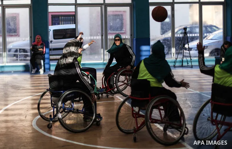 Palestinians women of special needs take part at World Day of Persons with Disabilities with non - disabled people in a wheelchair basketball match, in Gaza city on December 2, 2019. Since 1992, the International Day of...