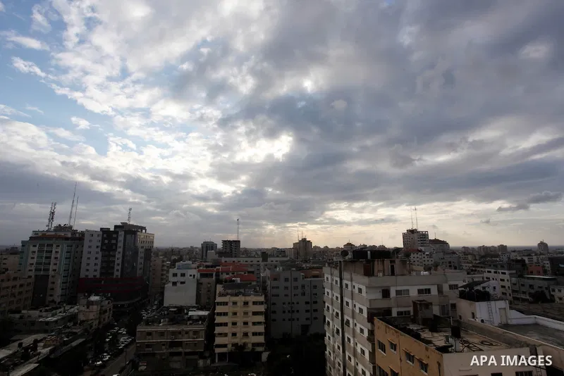 A general view shows the Gaza city during a rainy day on December 9, 2019. Photo by Mahmoud Ajjour