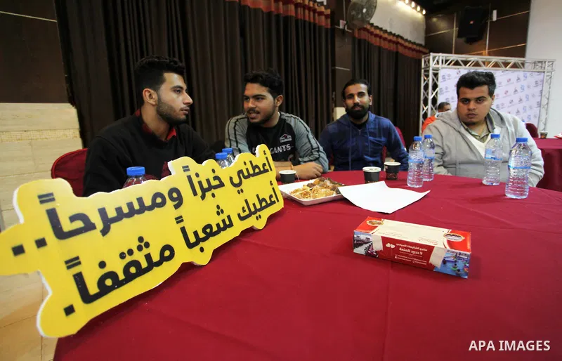 Palestinians attend a social Media events, on the occasion of International Human Rights Day, in Gaza City on December 10, 2019. Photo by Mahmoud Ajjour