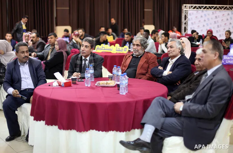 Palestinians attend a social Media events, on the occasion of International Human Rights Day, in Gaza City on December 10, 2019. Photo by Mahmoud Ajjour