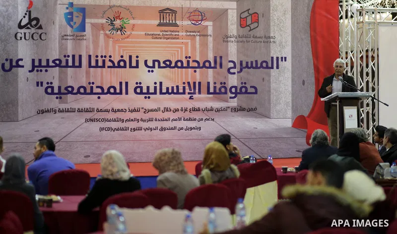 Palestinians attend a social Media events, on the occasion of International Human Rights Day, in Gaza City on December 10, 2019. Photo by Mahmoud Ajjour