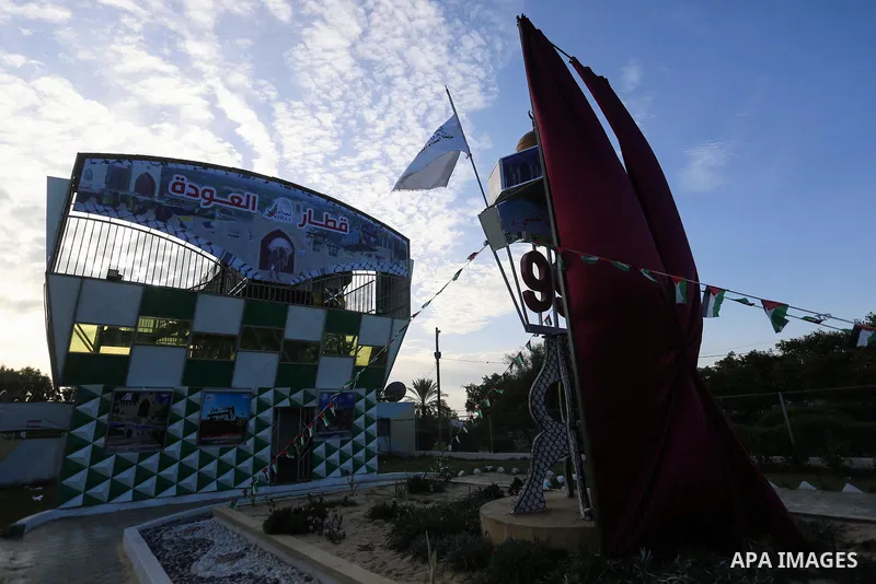 Palestinians opening in an amusement park suspension railway dubbed "Train of Return" in Khan Youns southern in Gaza city January 2, 2020. Photo by Ashraf Amra