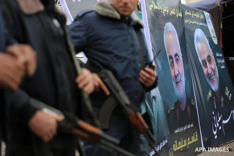 Palestinians attend the consolation of the general Qasim Soleimani, in Gaza city, on January 4, 2020. Photo by Ashraf Amra