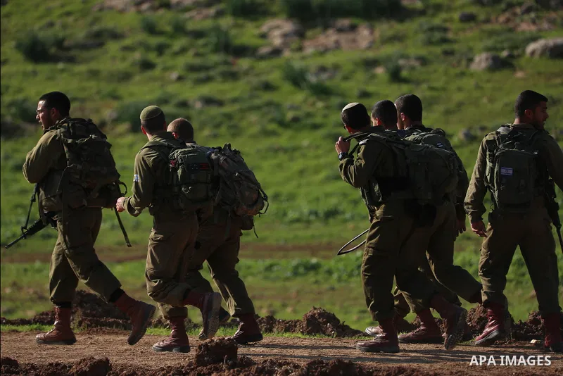 Israeli soldiers take part in military exercises at the Hamdat camp, near village of Khirbet Makhoul, in the northern Jordan Valley, Tubas, on February 17, 2020. The village of Khirbet Makhoul is a closed military zone "...