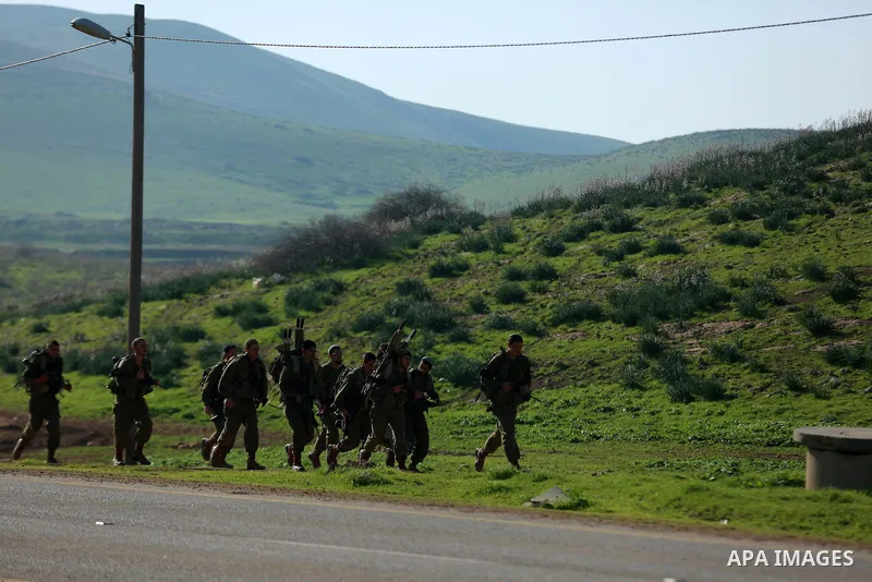 Israeli soldiers take part in military exercises at the Hamdat camp, near village of Khirbet Makhoul, in the northern Jordan Valley, Tubas, on February 17, 2020. The village of Khirbet Makhoul is a closed military zone "...