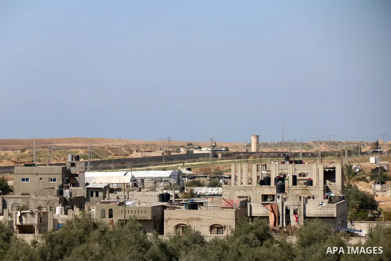 A general view shows the concrete wall under construction on the Egyptian side of the border, in Rafah in the southern Gaza Strip, on February 20, 2020. Egypt has begun building a concrete wall along its border with Gaza...