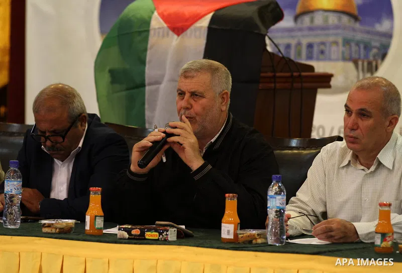 Palestinian members of the National and Islamic forces attend a national meeting against Israel's plan to annex parts of the occupied territory and against US President Donald Trump's Century Deal "expected peace plan",...