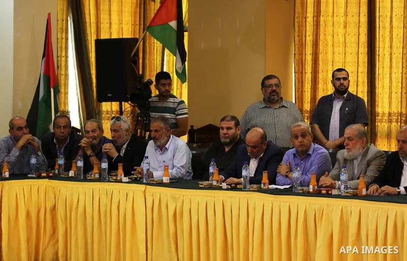 Palestinian members of the National and Islamic forces attend a national meeting against Israel's plan to annex parts of the occupied territory and against US President Donald Trump's Century Deal "expected peace plan",...